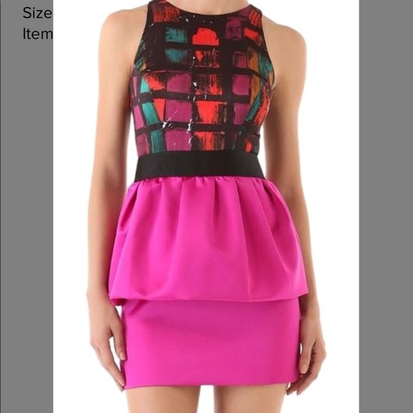 Milly Dresses & Skirts - NWT Milly Pink Peplum In Graffiti Cocktail Dress